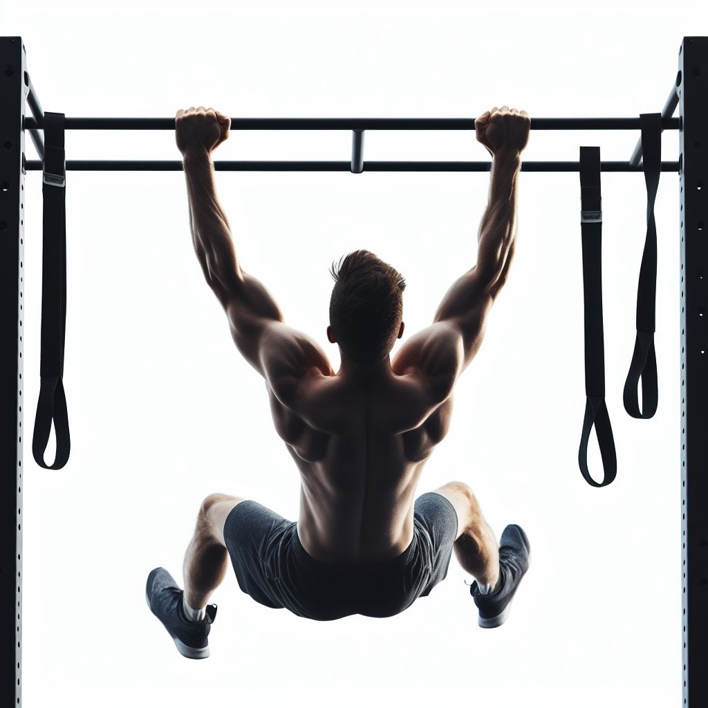 a man excercising Reverse Pull-Up in a gym